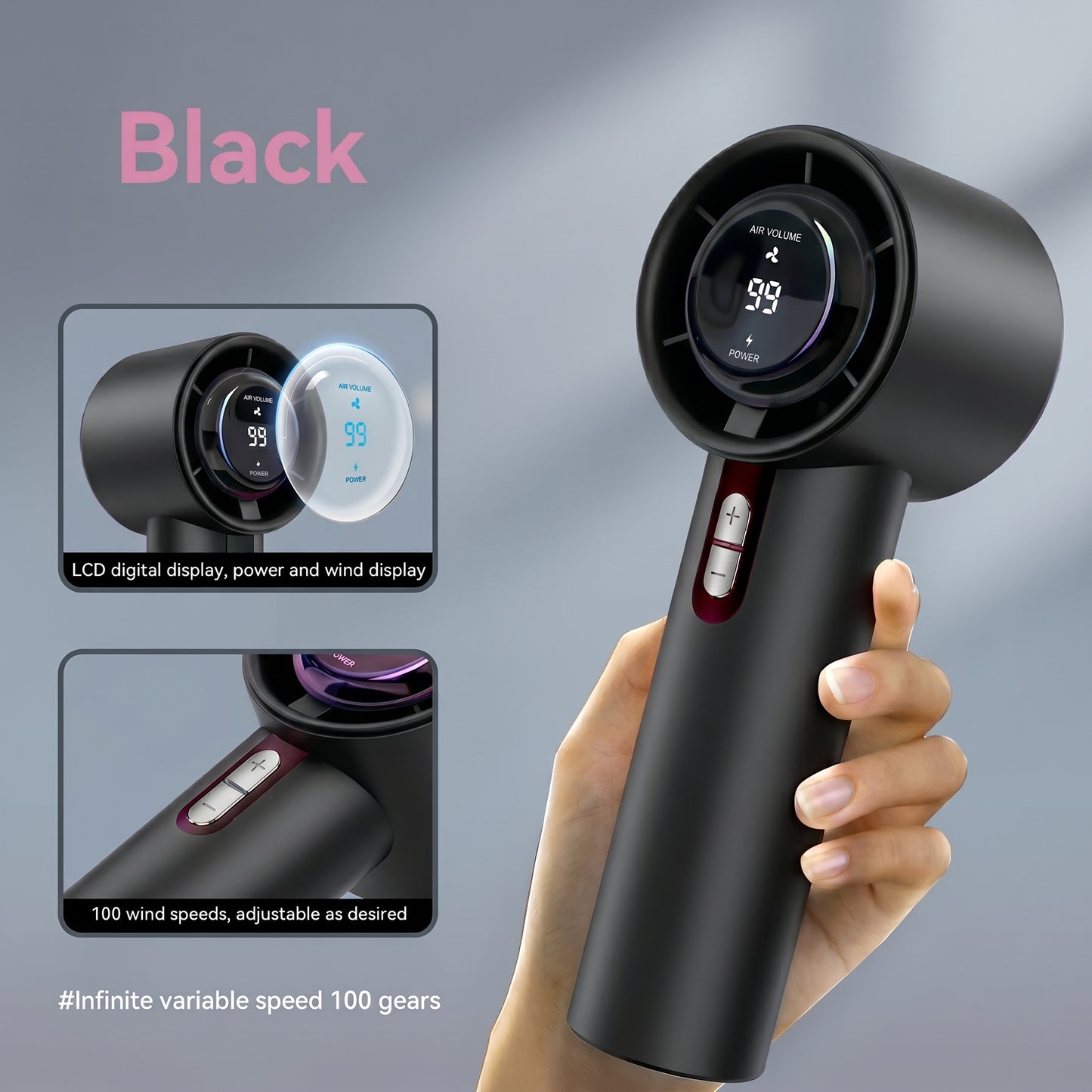 Xiaomi Turbo Handheld Fan – USB Rechargeable, 100 Speeds