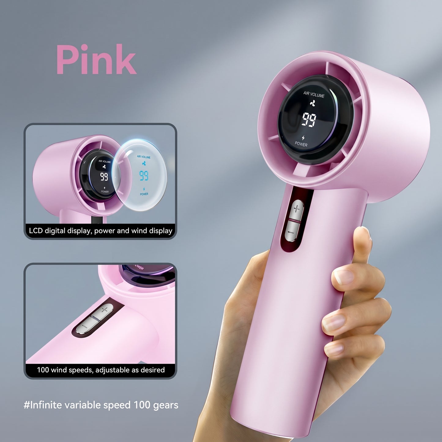 Xiaomi Turbo Handheld Fan – USB Rechargeable, 100 Speeds