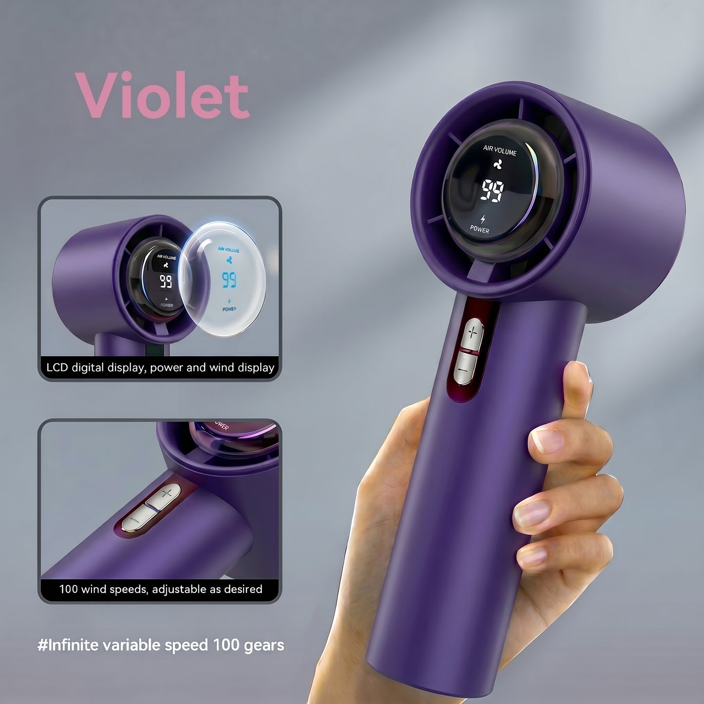 Xiaomi Turbo Handheld Fan – USB Rechargeable, 100 Speeds